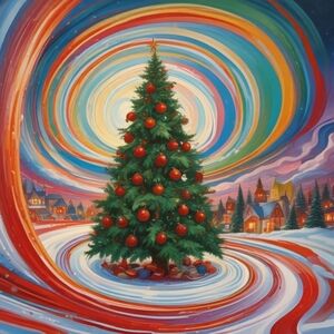 Vibrant Swirl Holiday Tree Art Print